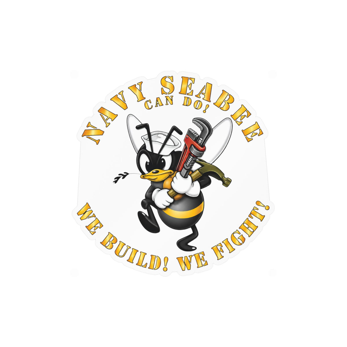 Kiss-Cut Vinyl Decal - Navy - Navy SeaBee - w Wrench and Hammer X 300