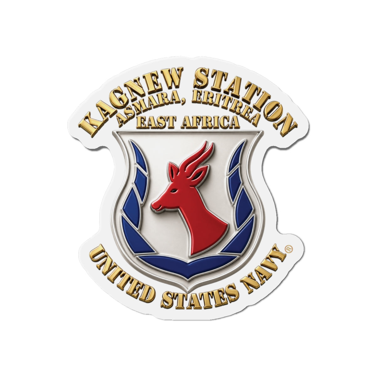 Die-Cut Magnet - Navy - Kagnew Station - Asmara, Eritrea - East Africa - 3D X 300