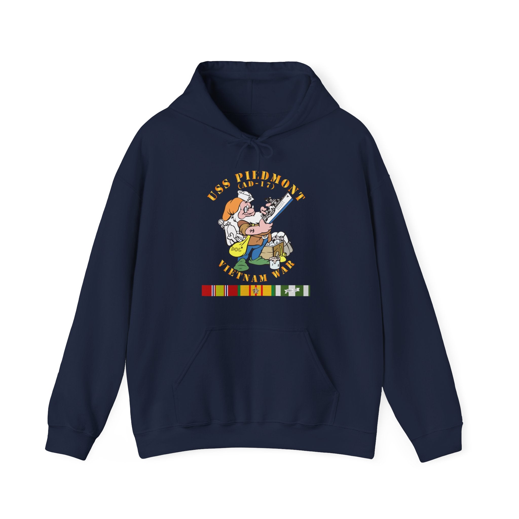 Unisex Heavy Blend™ Hoodies - Navy - USS Piedmont (AD-17) w VN SVC - Vietnam War