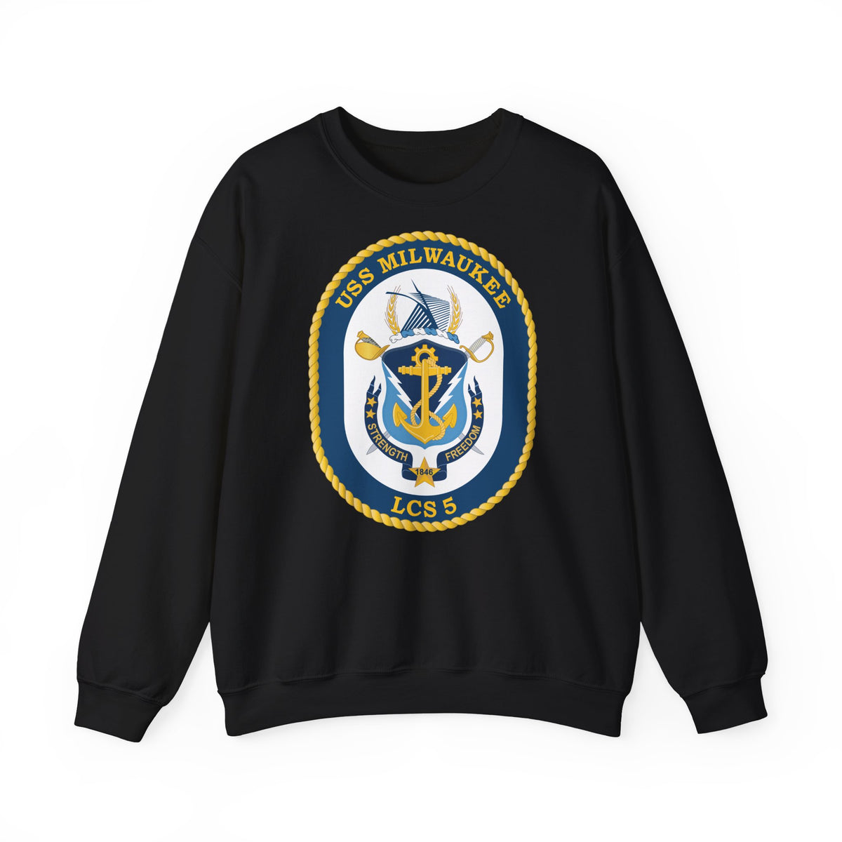 Unisex Heavy Blend™ Crewneck Sweatshirt -  Navy - USS Milwaukee (LCS-5) wo Txt X 300