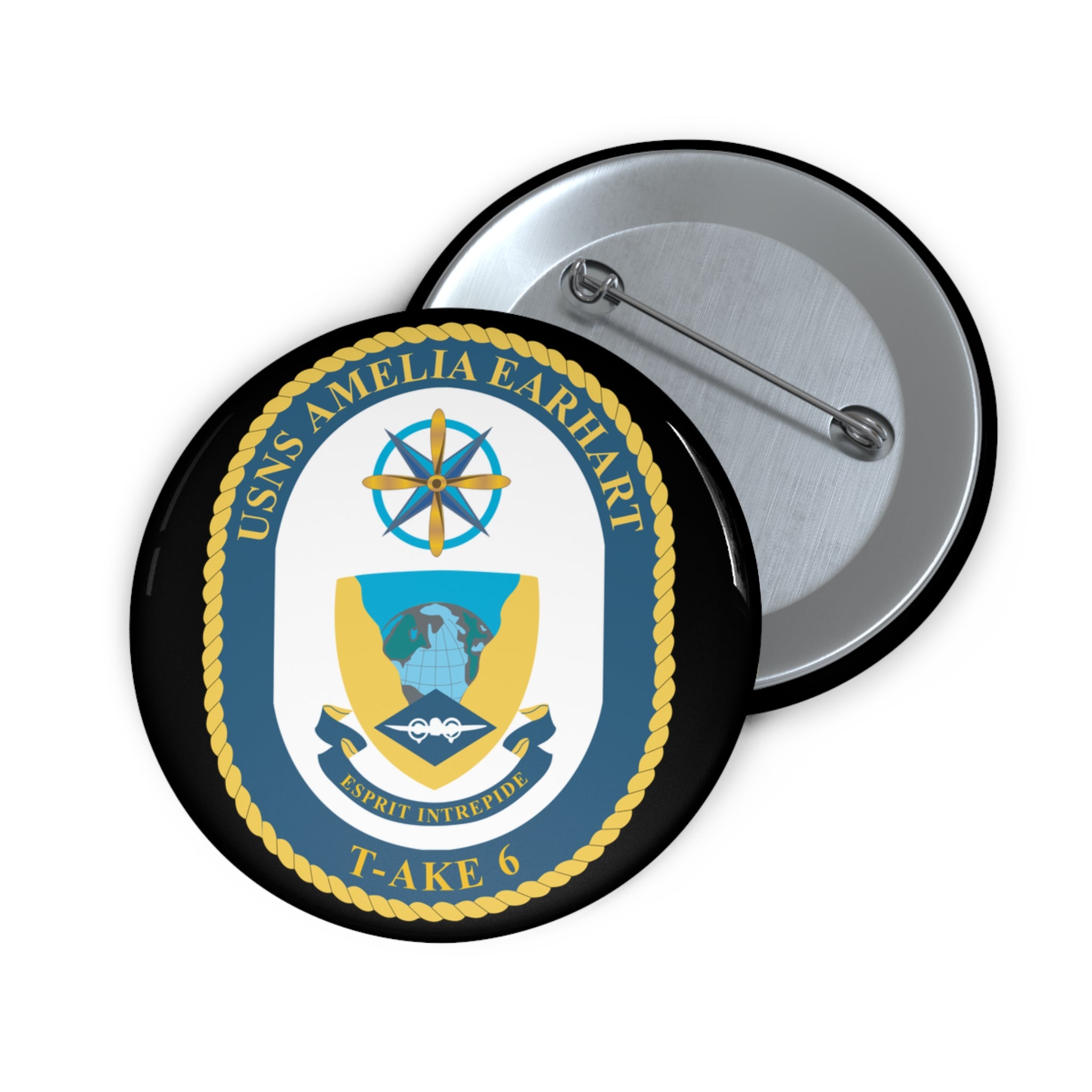 Custom Pin Button - Navy - USNS Amelia Earhart (T-AKE 6) wo txt