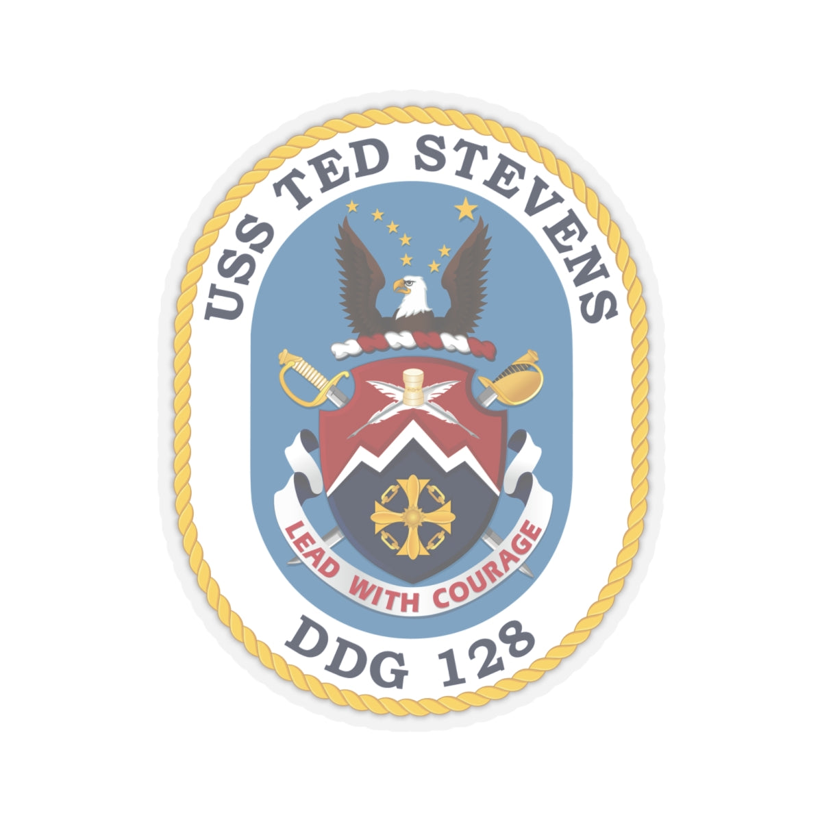 Kiss-Cut Stickers - Navy - USS Ted Stevens (DDG-128) wo txt