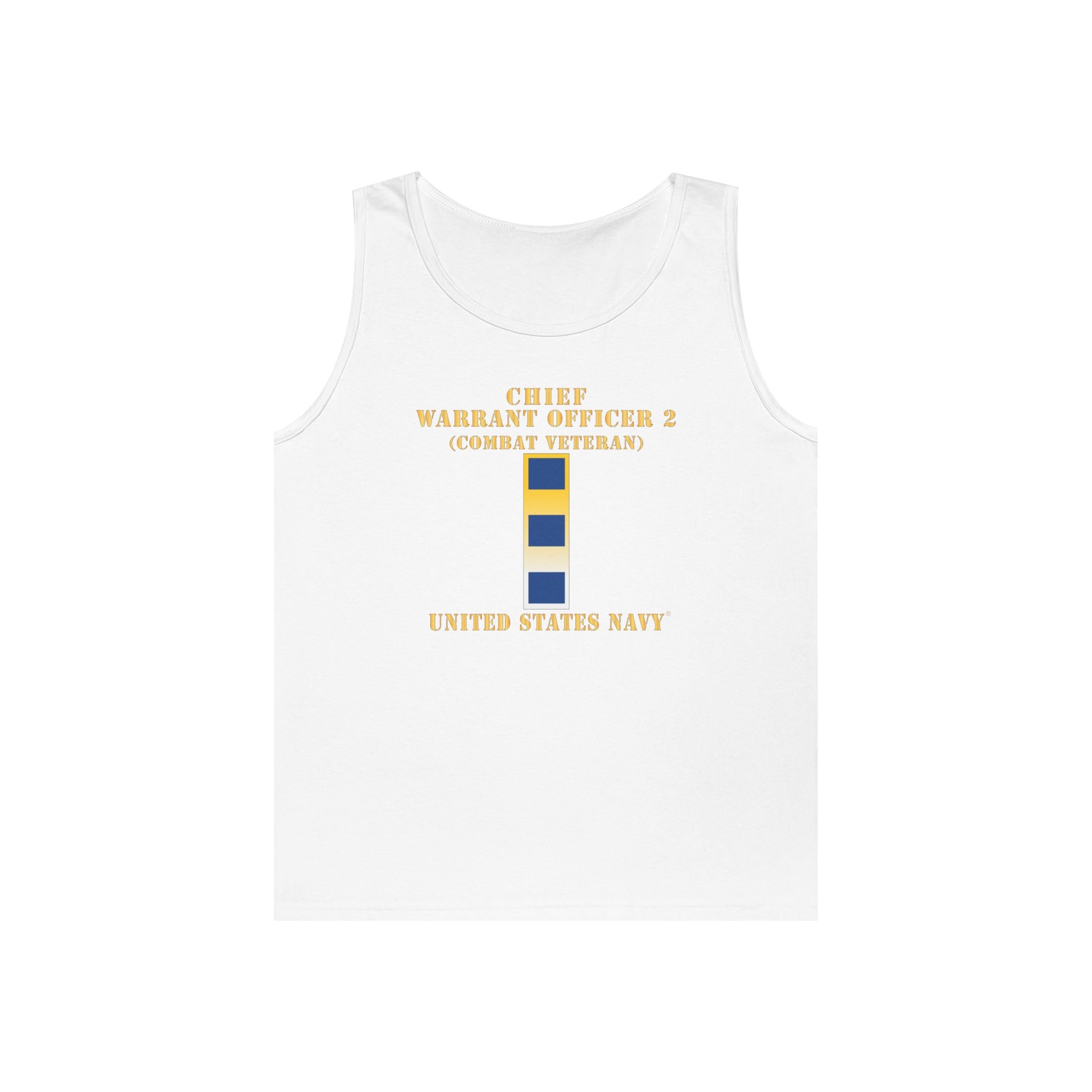 Unisex Heavy Cotton Tank Top - Navy - Chief Warrant Officer 2 - CW02 - Combat Veteran