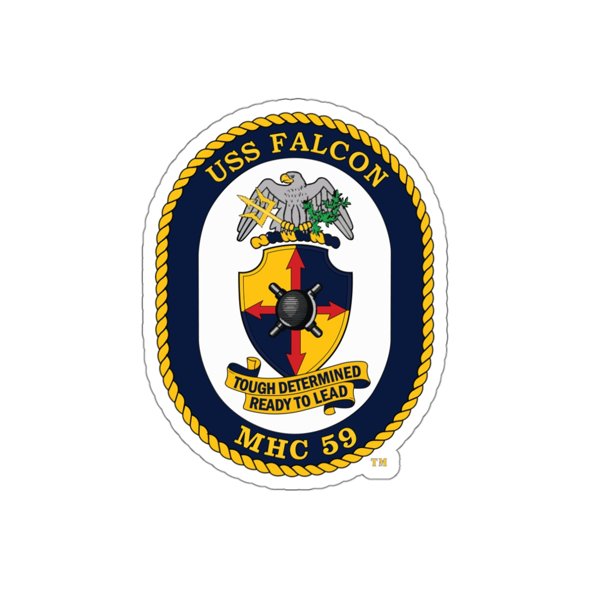 Die-Cut Vinyl Sticker - Navy - USS Falcon (MHC-59) wo txt