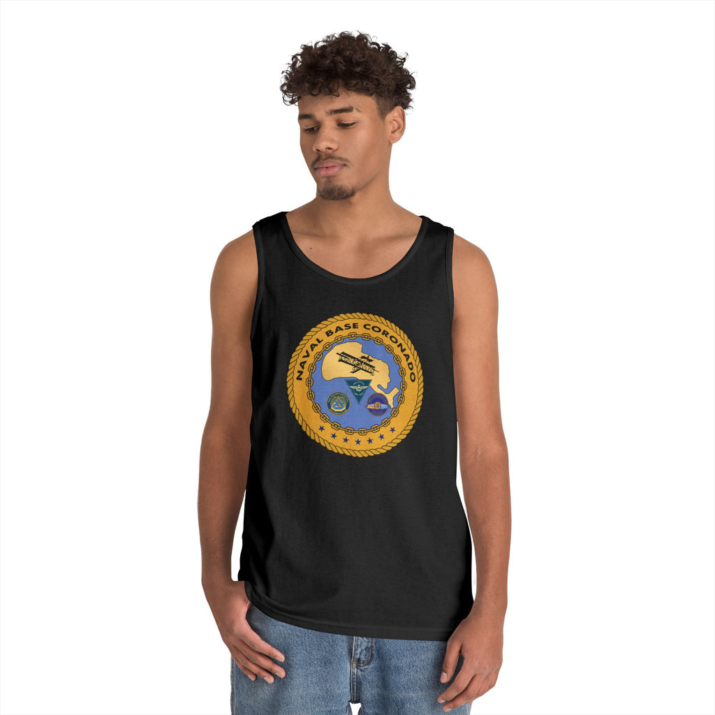 Unisex Heavy Cotton Tank Top - Navy - Naval Base Coronado wo txt