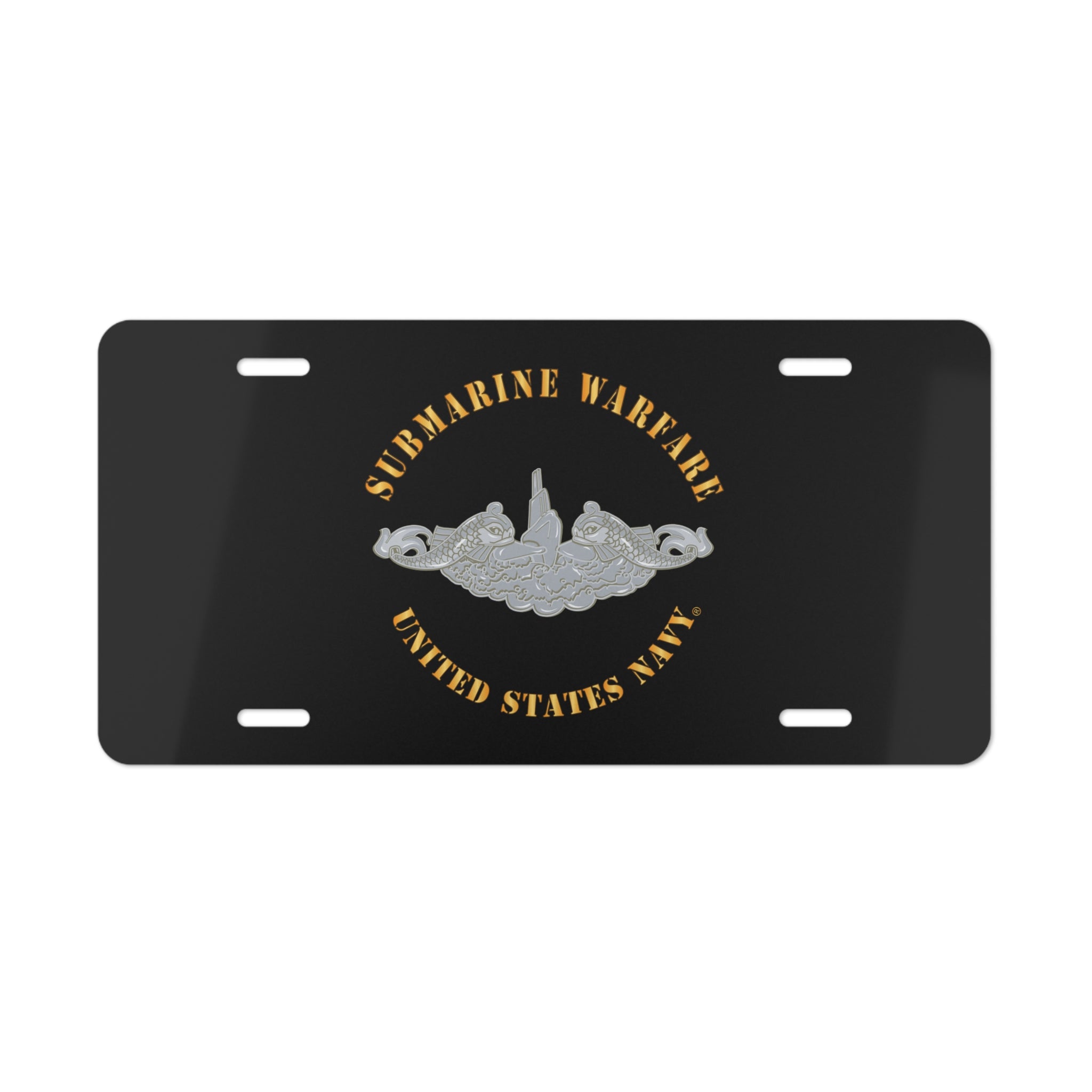 Vanity License Plate - Navy - Submarine Badge - Silver