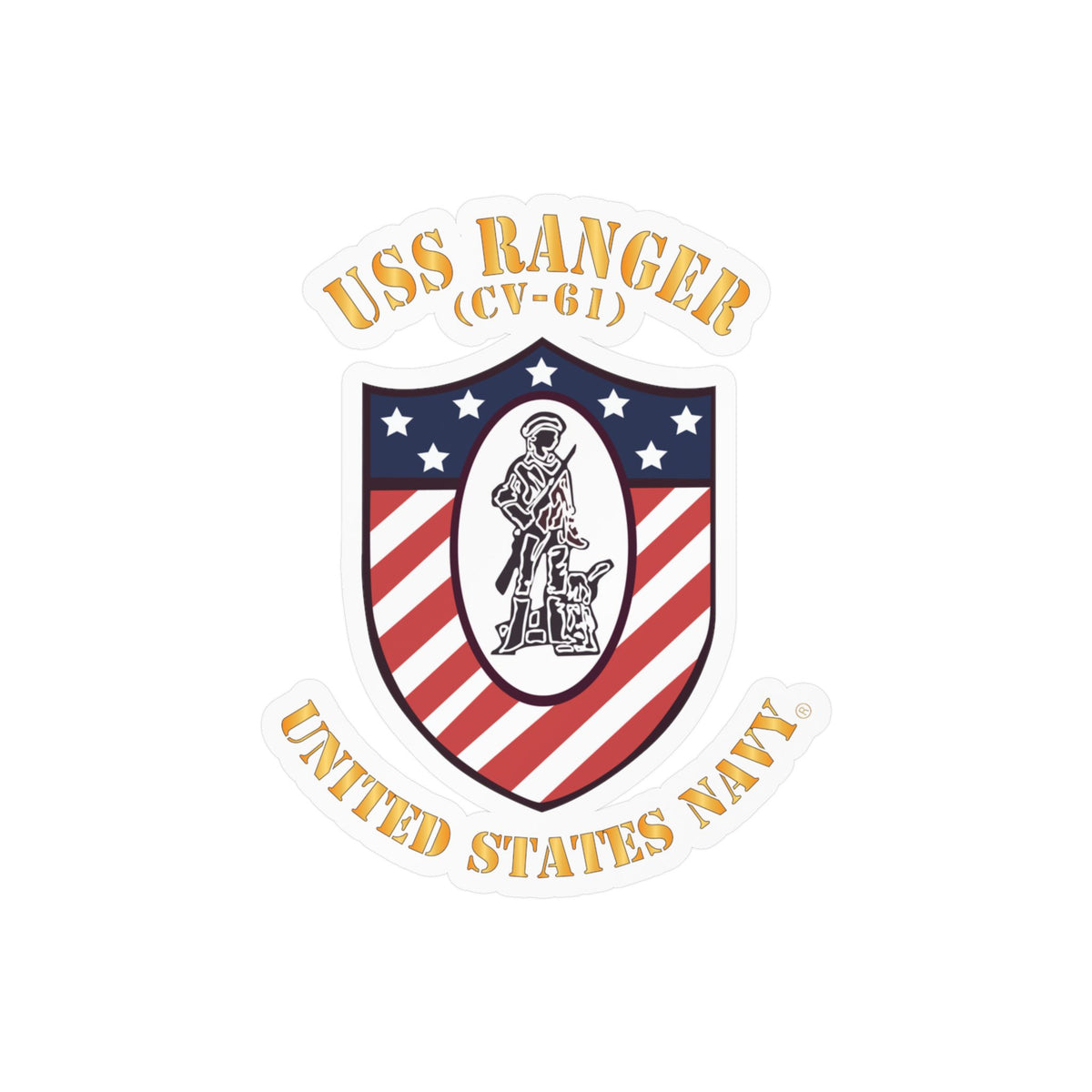Kiss-Cut Vinyl Decal - Navy - USS Ranger (CV-61) X 300