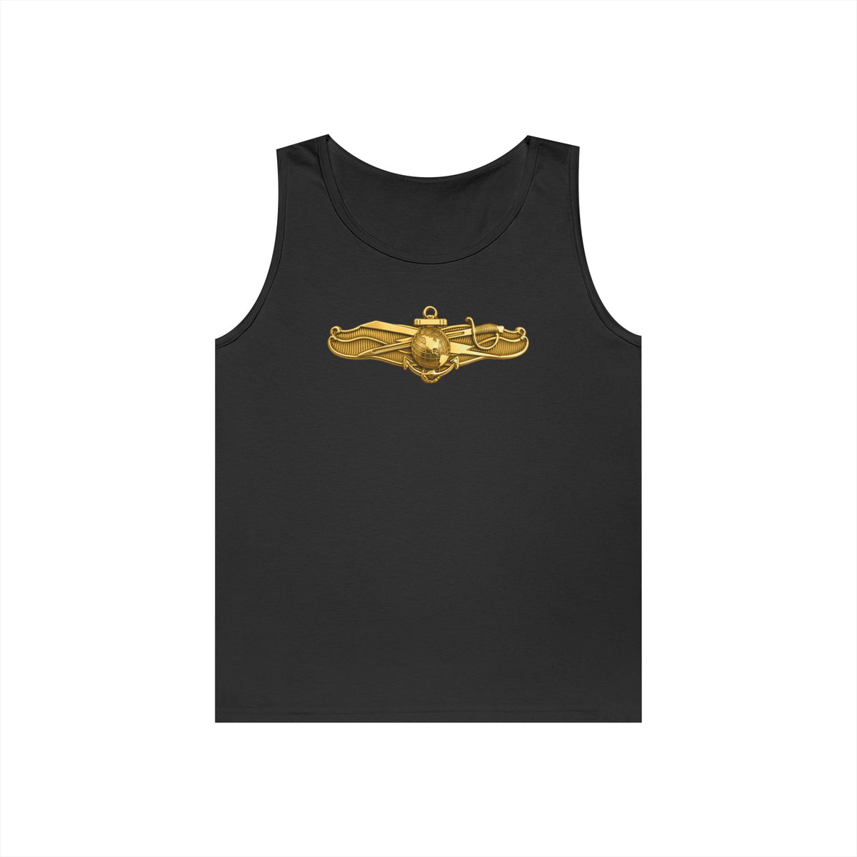 Unisex Heavy Cotton Tank Top - Navy - Badge - Information Warfare wo txt - Officer - 3D - Enhanced