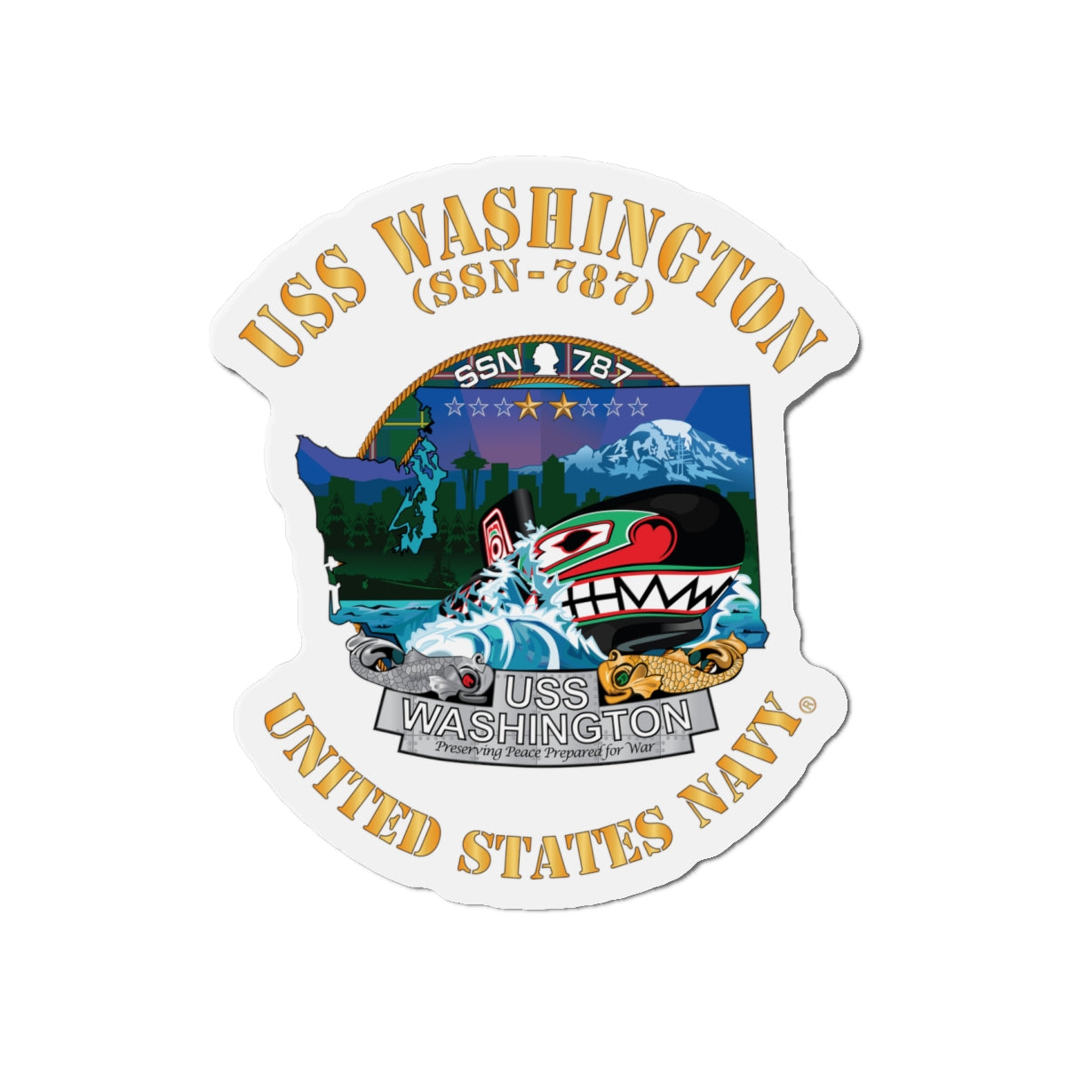 Die-Cut Magnet - Navy - USS Washington (SSN-787) X 300