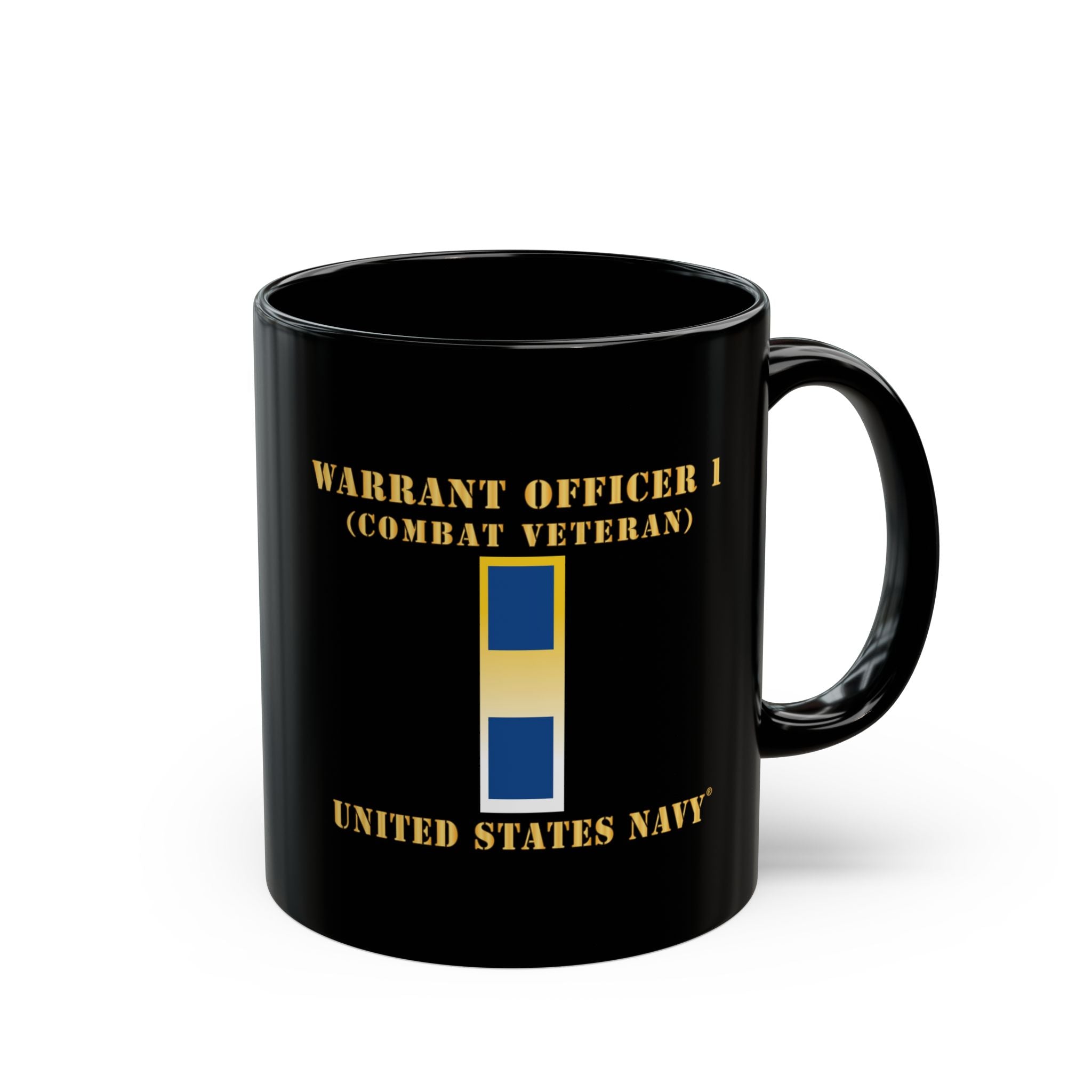 Black Mug (11oz, 15oz) - Navy - Warrant Officer 1 - Combat Veteran
