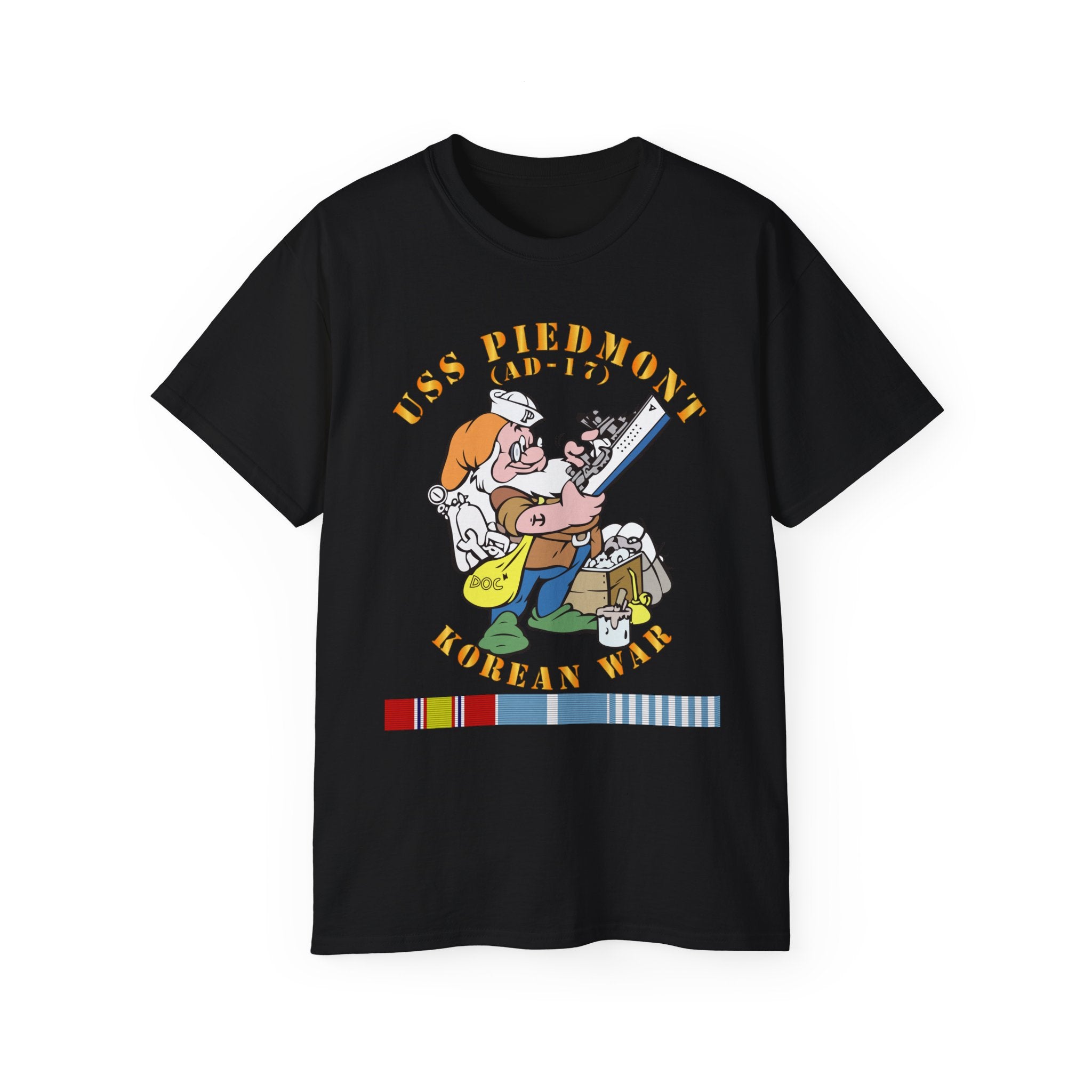 Unisex Ultra Cotton T-Shirt - Navy - USS Piedmont (AD-17) w KOREA SVC - Korean War