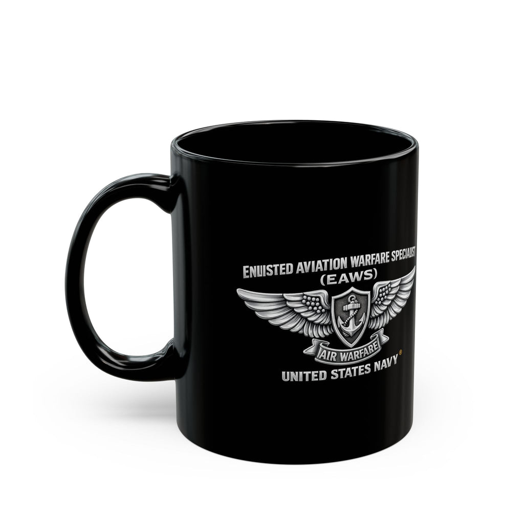 Black Mug (11oz, 15oz) - Navy - Badge - Enlisted Aviation Warfare Specialist