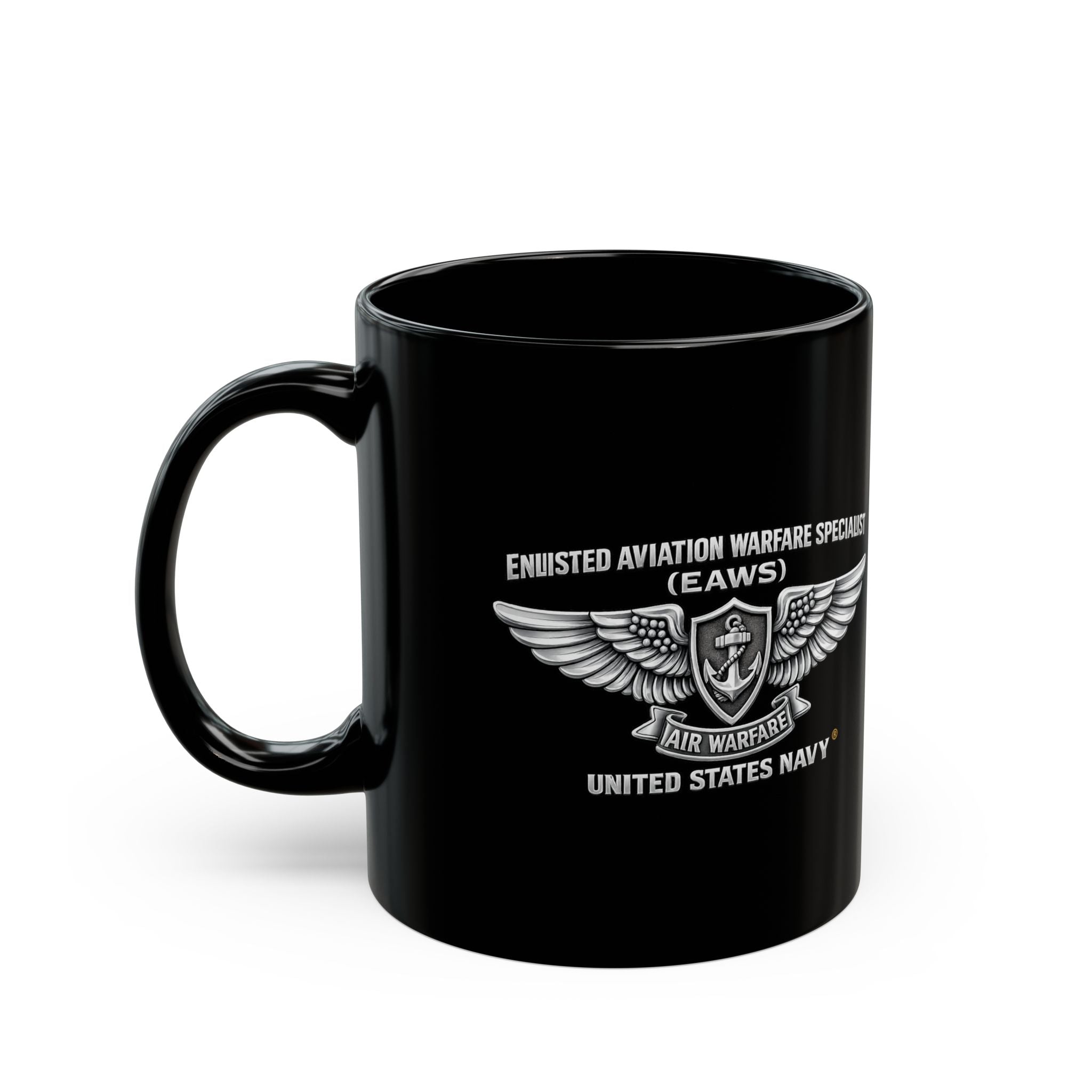 Black Mug (11oz, 15oz) - Navy - Badge - Enlisted Aviation Warfare Specialist