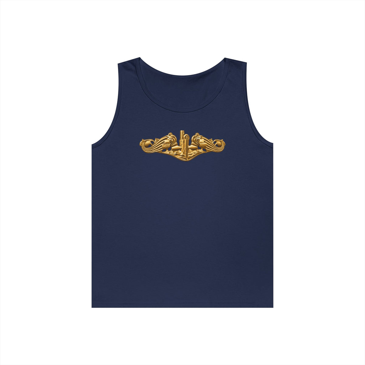 Unisex Heavy Cotton Tank Top - Navy - Badge - Submarine Warfare wo txt - Officer - 3D - Enhanced