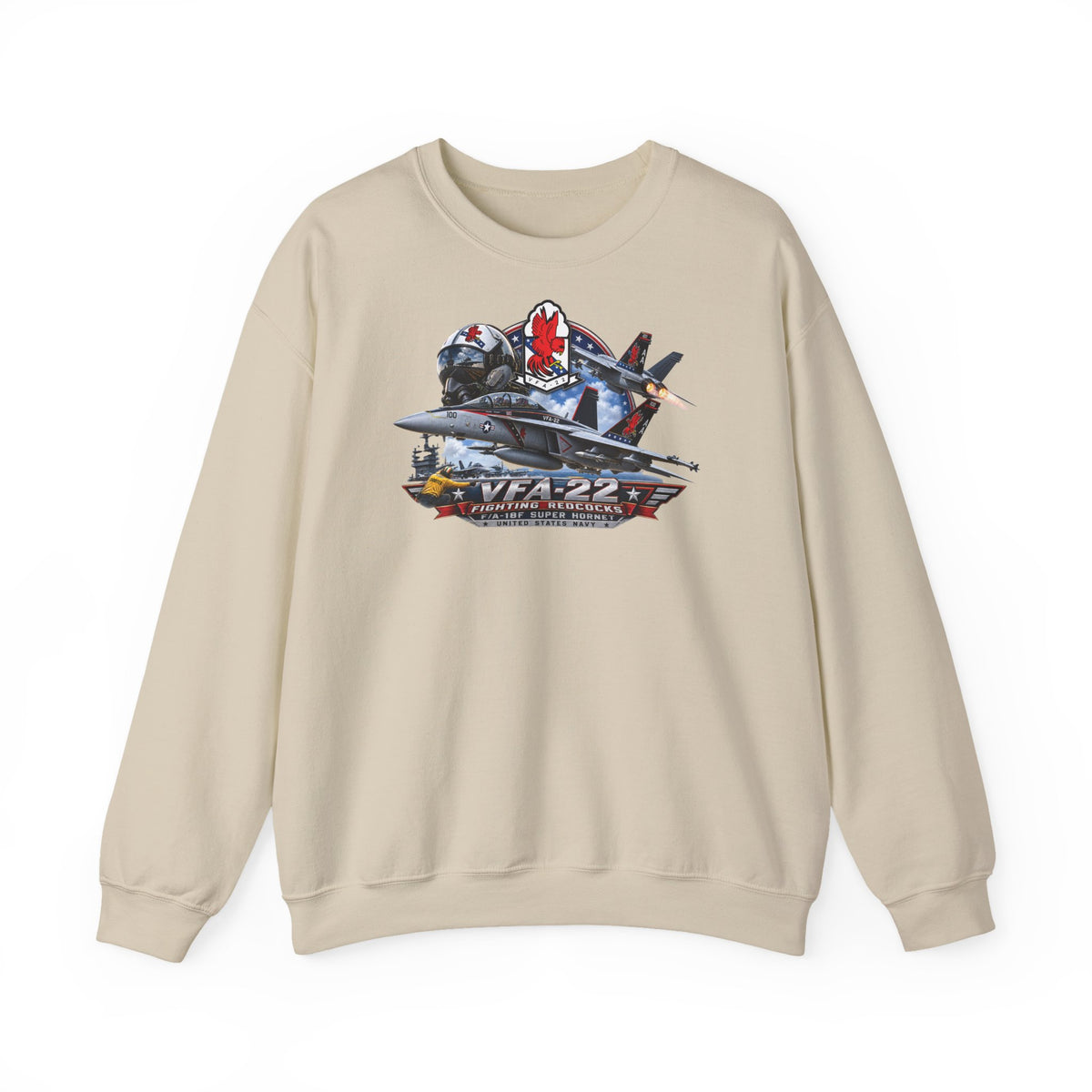 Unisex Heavy Blend™ Crewneck Sweatshirt - Strike Fighter Squadron 22nd - AC - Fighting Redcocks - 3D - Enhanced