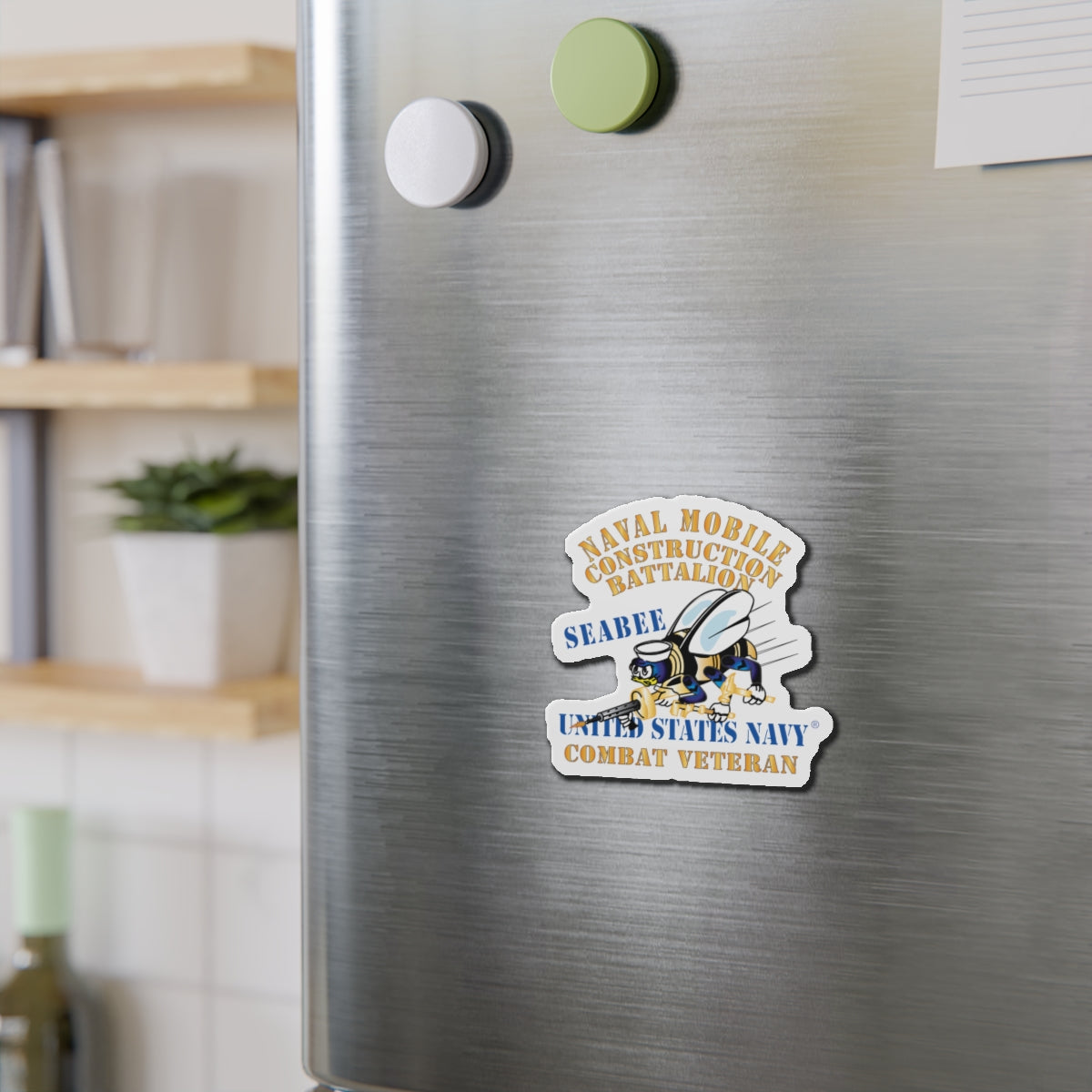 Die-Cut Magnet - Navy - Seabee - Combat Veteran