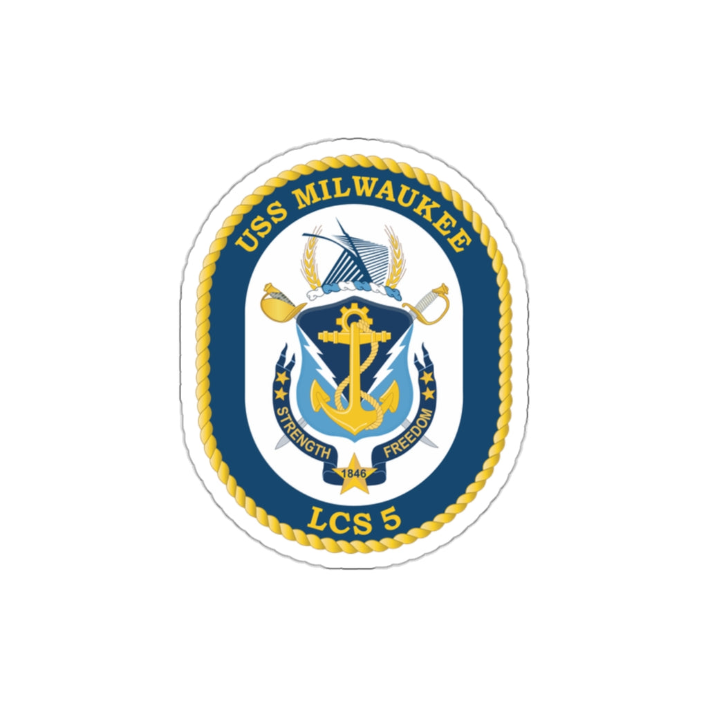 Die-Cut Vinyl Sticker - Navy - USS Milwaukee (LCS-5) wo Txt X 300