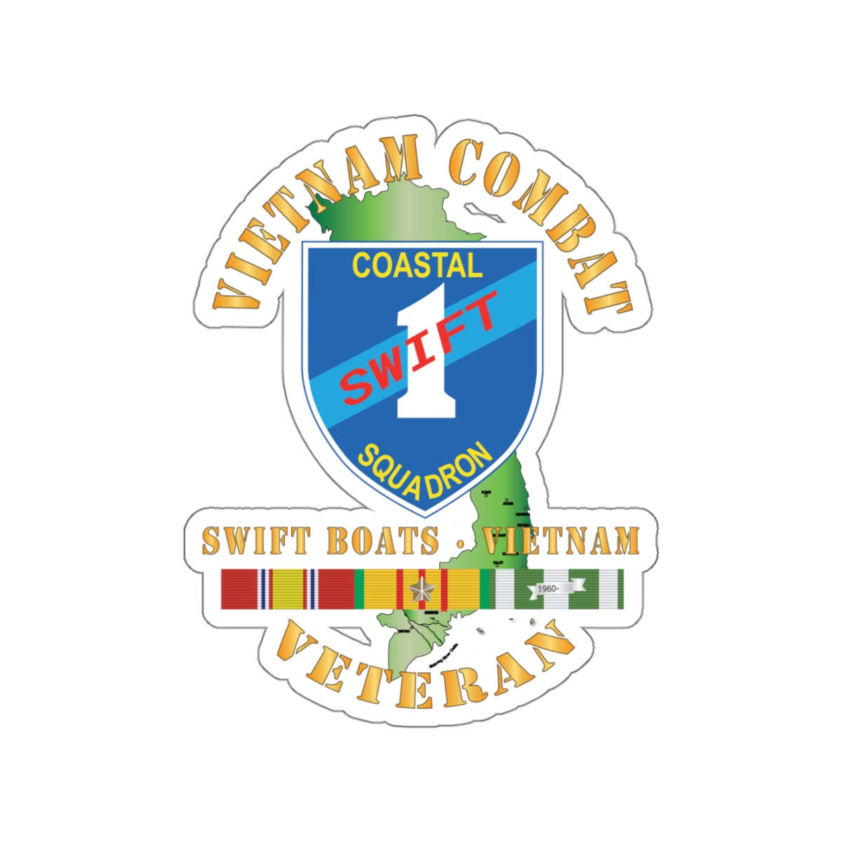 Die-Cut Vinyl Sticker - Coastal Squadron One (Blue) - SSI -Swift Boats - Vietnam w VN SVC X 300