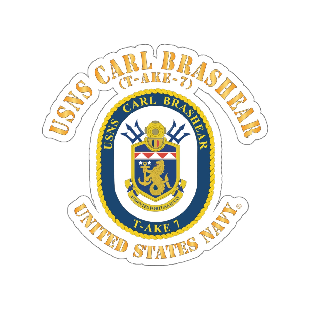 Die-Cut Vinyl Sticker - Navy - USNS Carl Brashear (T-AKE 7)
