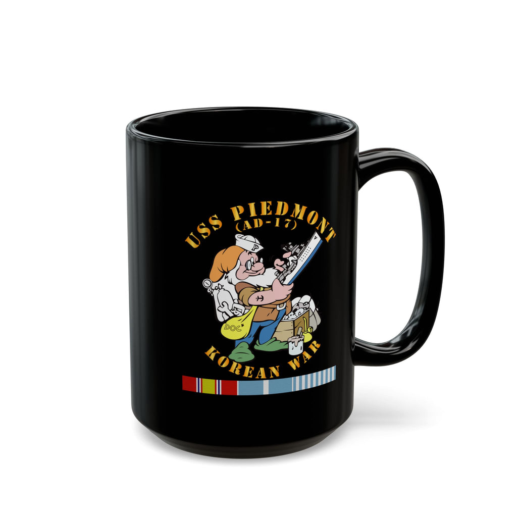 Black Mug (11oz, 15oz) - Navy - USS Piedmont (AD-17) w KOREA SVC - Korean War