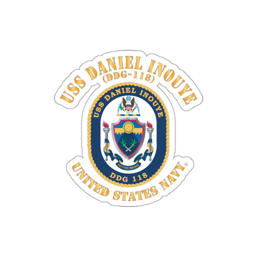 Die-Cut Vinyl Sticker - Navy - USS Daniel Inouye (DDG-118)