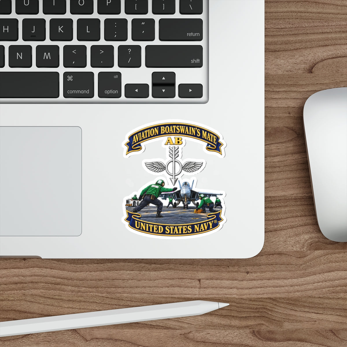 Die-Cut Vinyl Sticker - Navy - Aviation Boatswains Mate Br with AC handler Scene - 3D - Enhanced