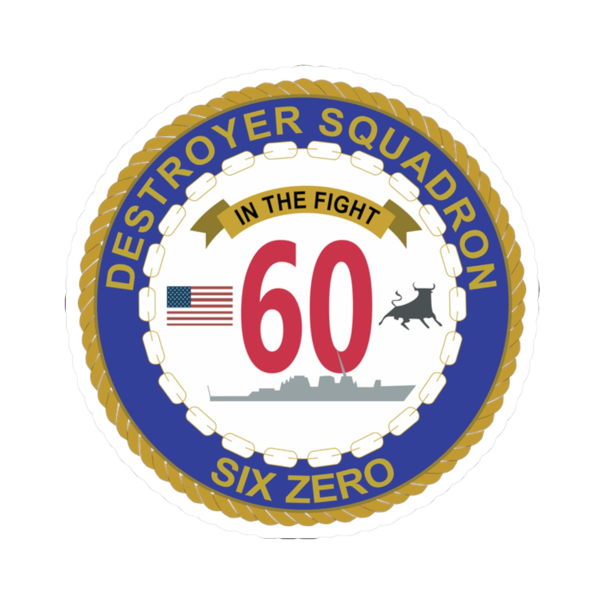 Kiss-Cut Stickers - Navy - Destroyer Squadron 60 wo txt