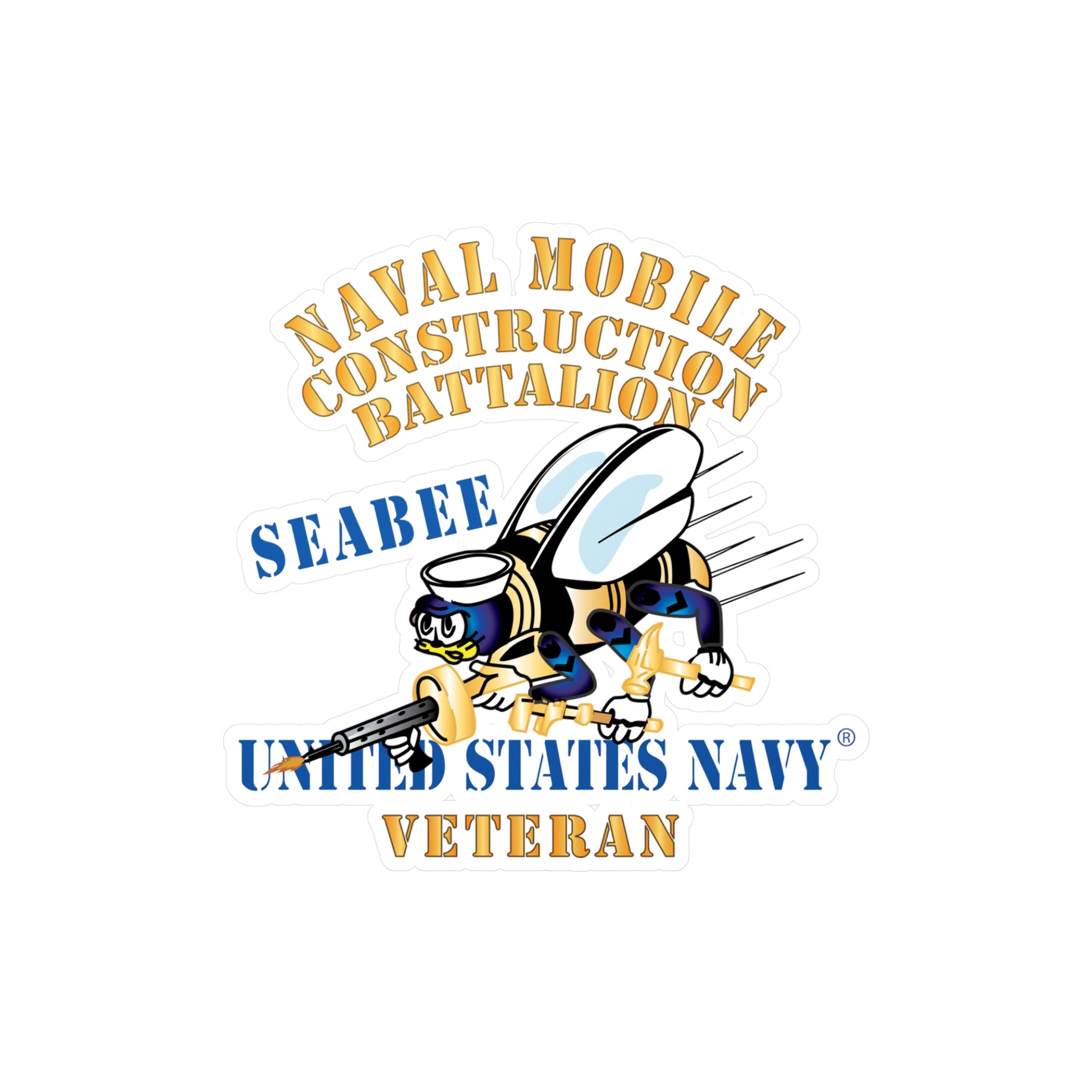 Kiss-Cut Vinyl Decal - Navy - Seabee - Veteran