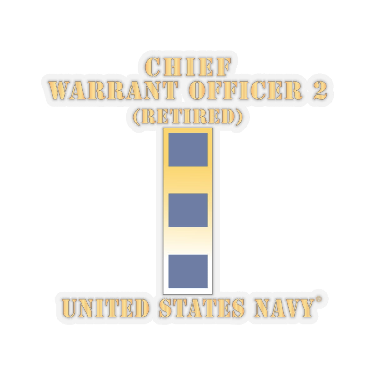 Kiss-Cut Stickers - Navy - Chief Warrant Officer 2 - CW02 - Retired