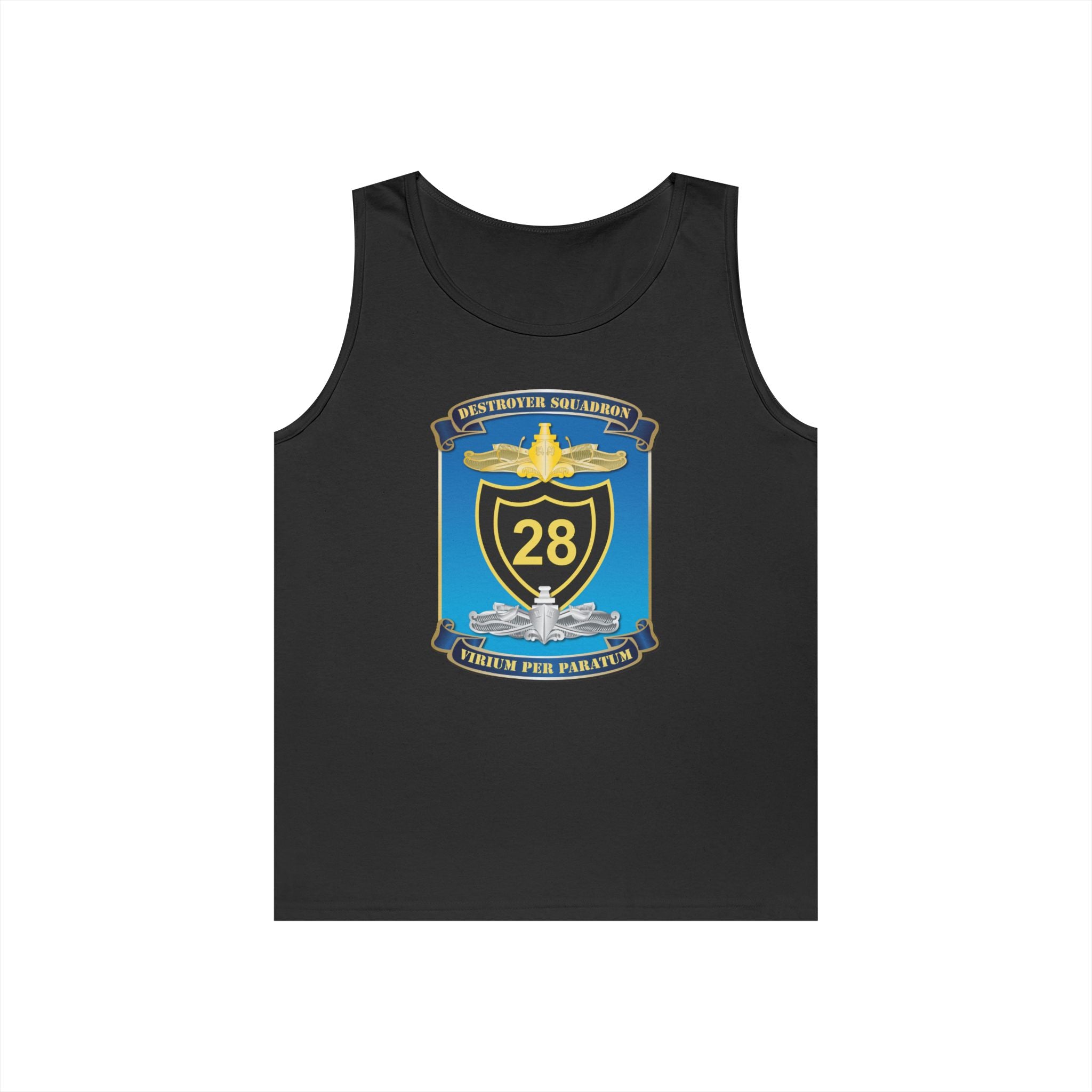 Unisex Heavy Cotton Tank Top - Navy - Destroyer Squadron 28 (DESRON-28) wo Txt