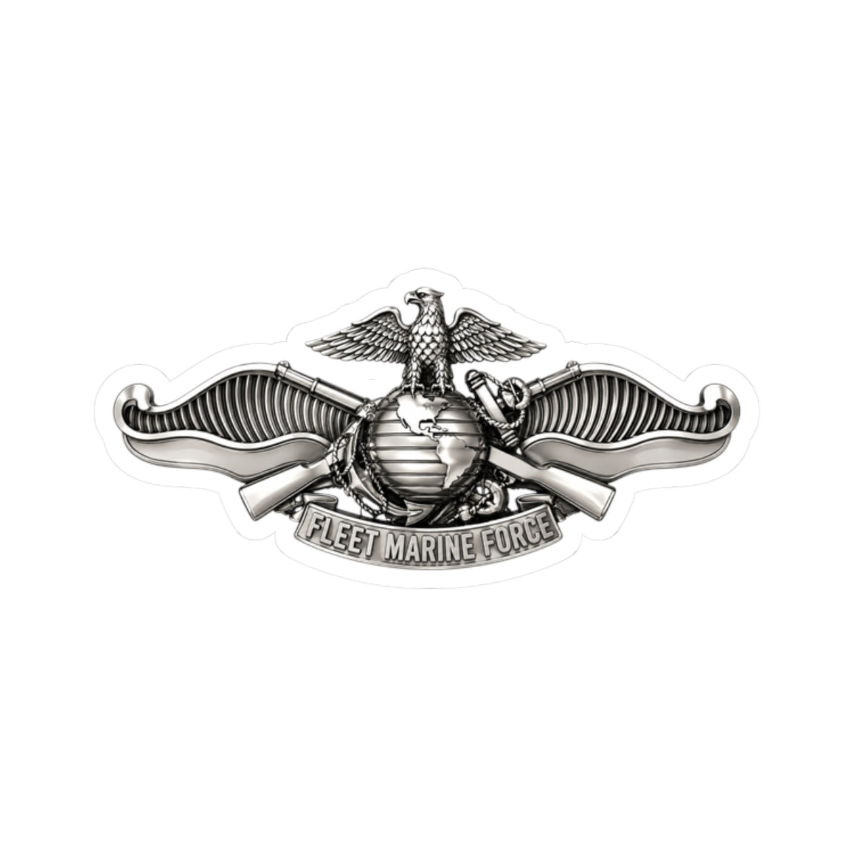 Kiss-Cut Stickers - Navy - Badge - Fleet Marine Force (FMF) wo txt - Enlisted - 3D - Enhanced