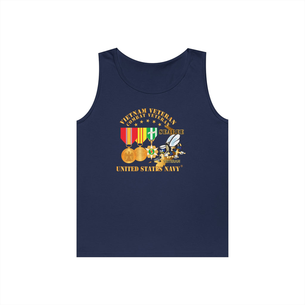 Unisex Heavy Cotton Tank Top - Navy - Vietnam  Veteran - w Medals - VN - Seabee