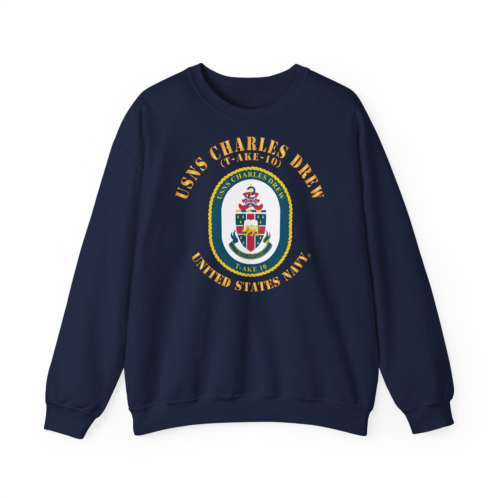 Unisex Heavy Blend™ Crewneck Sweatshirt - Navy - USNS Charles Drew (T-AKE 10)