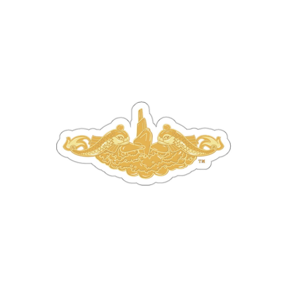 Die-Cut Vinyl Sticker - Navy - Submarine Badge - Gold wo Txt
