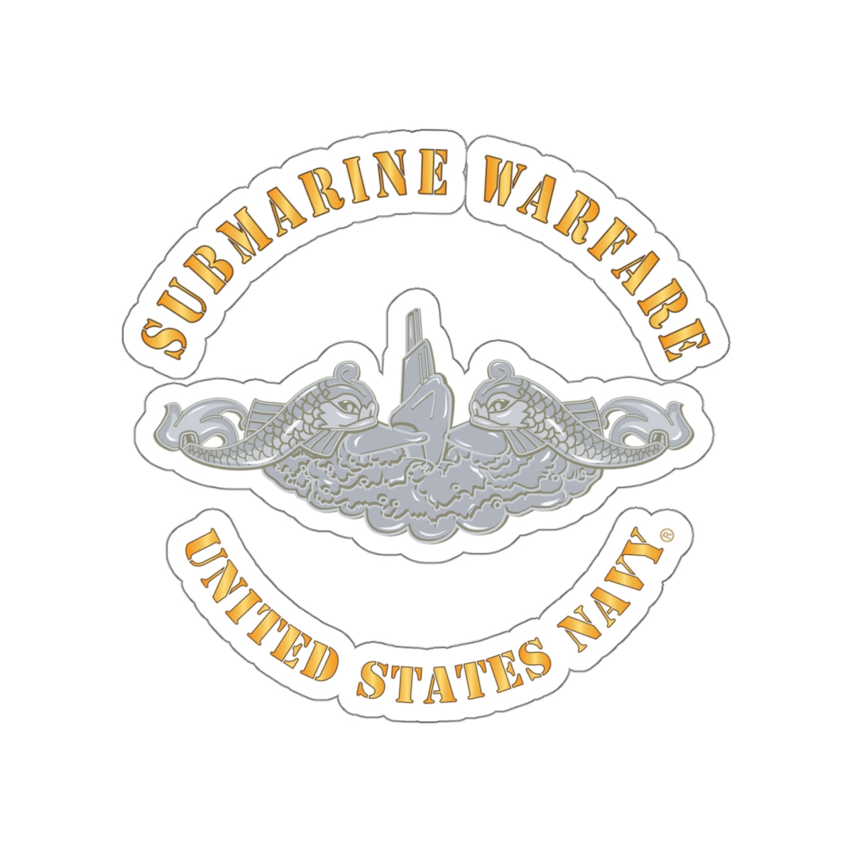 Die-Cut Vinyl Sticker - Navy - Submarine Badge - Silver
