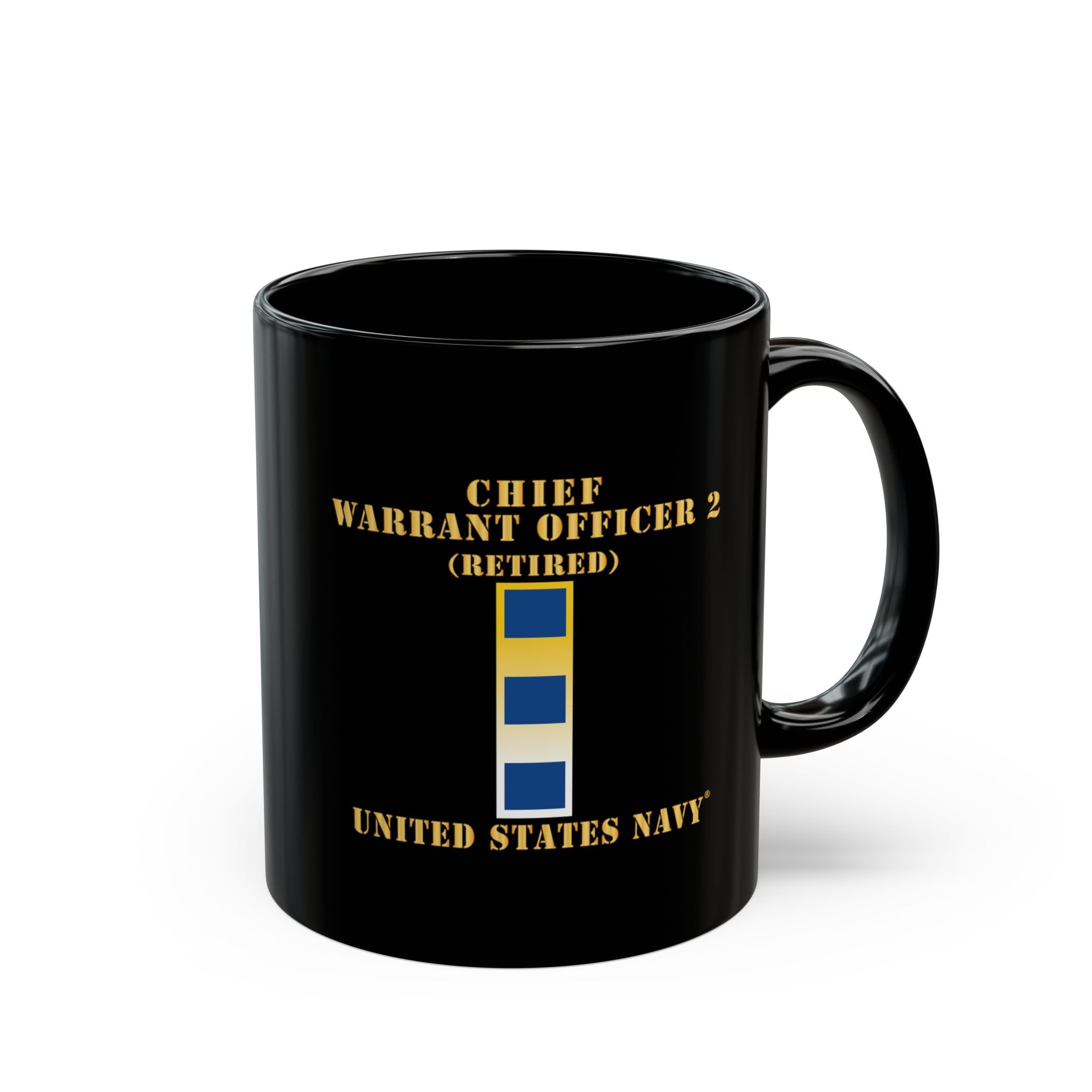 Black Mug (11oz, 15oz) - Navy - Chief Warrant Officer 2 - CW02 - Retired