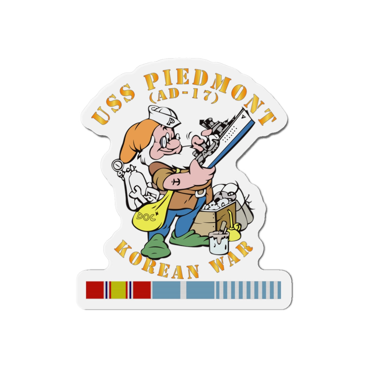 Die-Cut Magnet - Navy - USS Piedmont (AD-17) w KOREA SVC - Korean War