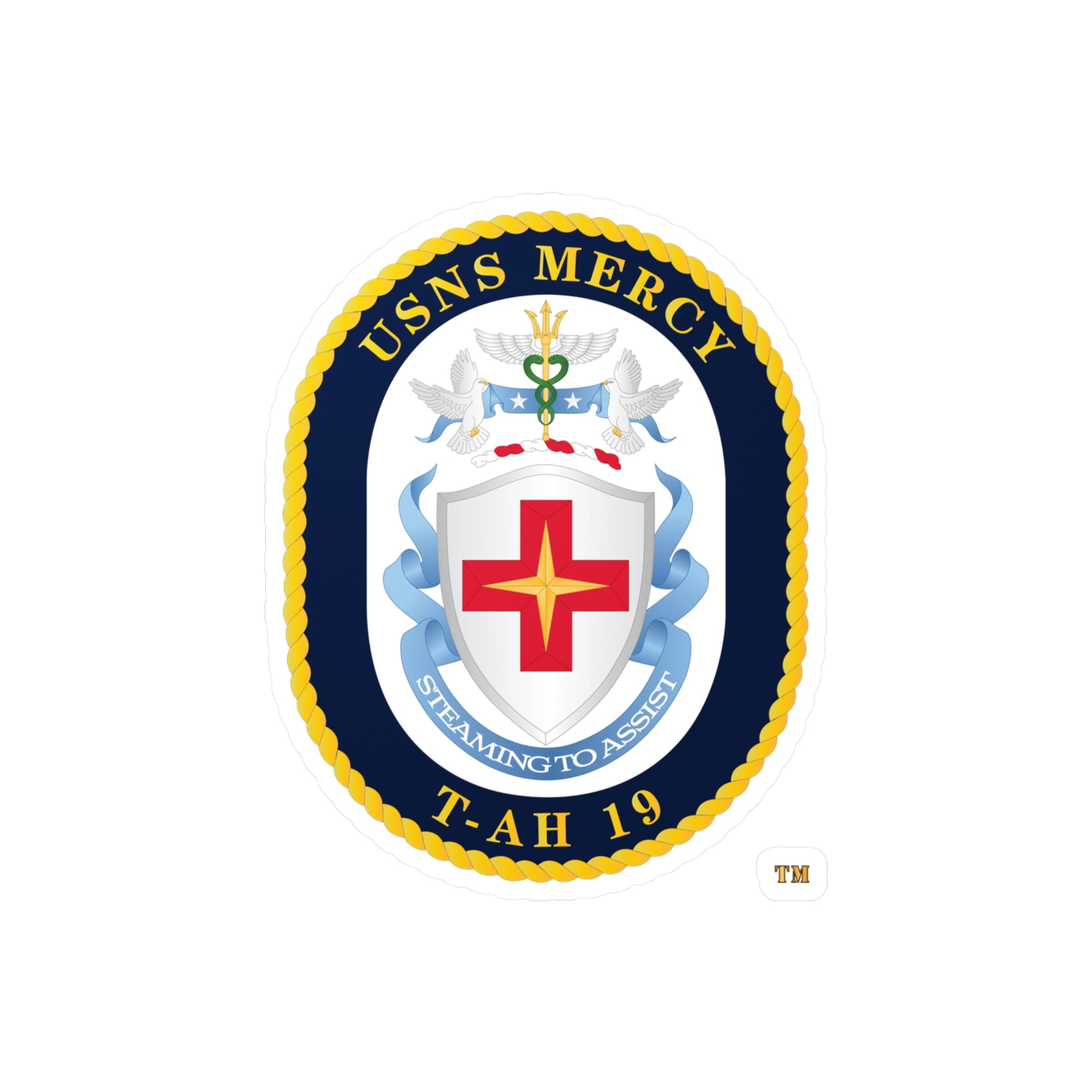 Kiss-Cut Vinyl Decal - Navy - USNS Mercy (T-AH-19) - Crest wo Txt