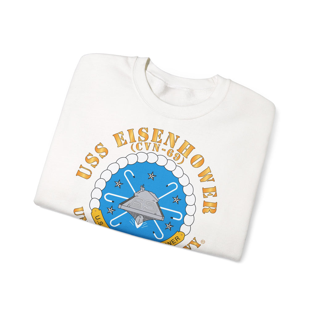 Unisex Heavy Blend™ Crewneck Sweatshirt - USS Dwight D. Eisenhower (CVN-69) Crest with Txt