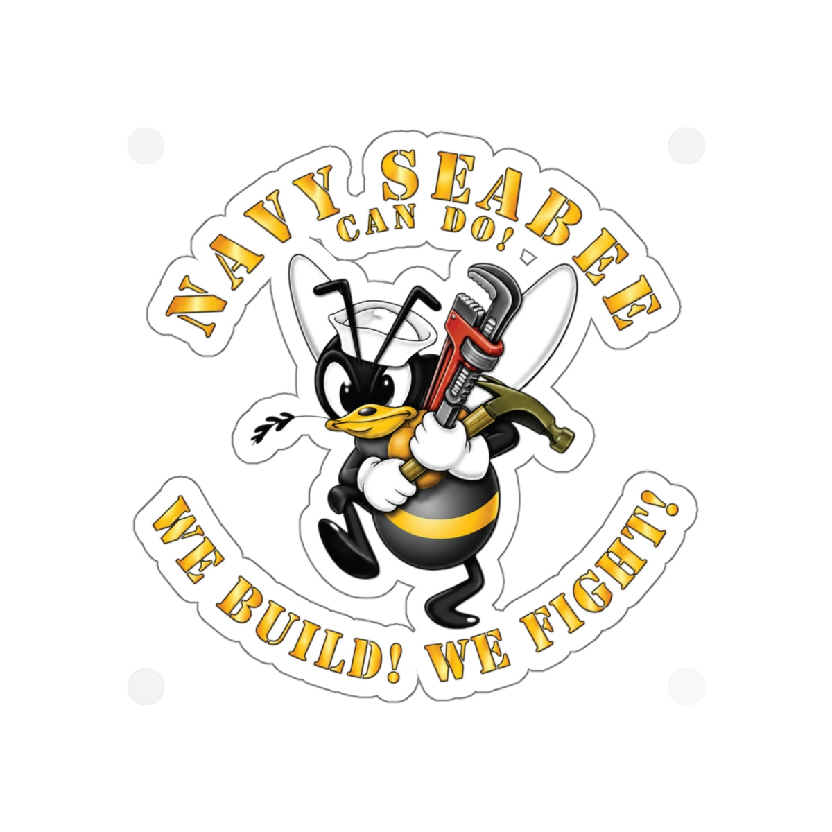 Die-Cut Vinyl Sticker - Navy - Navy SeaBee - w Wrench and Hammer X 300
