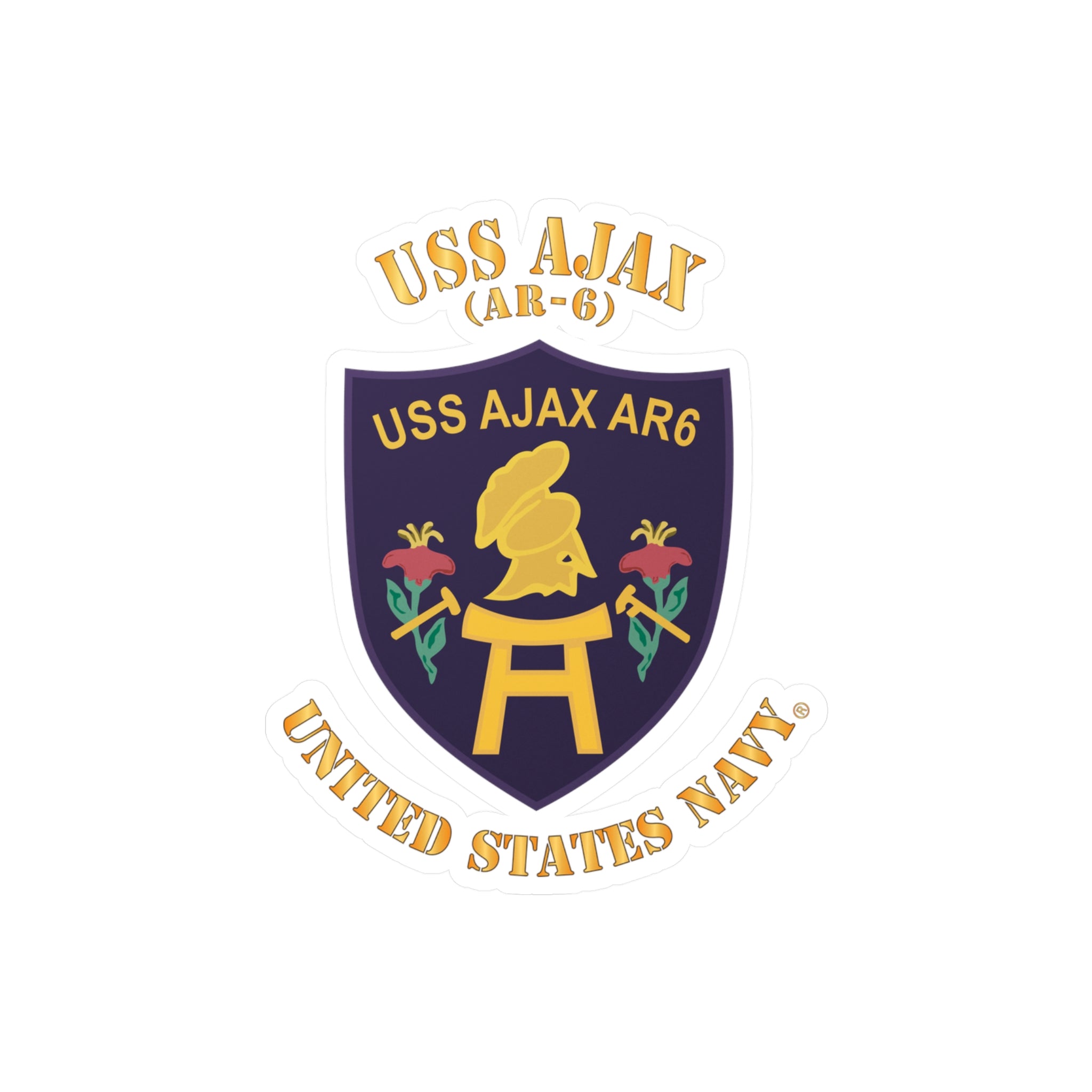 Kiss-Cut Vinyl Decal - Navy - USS Ajax (AR-6)