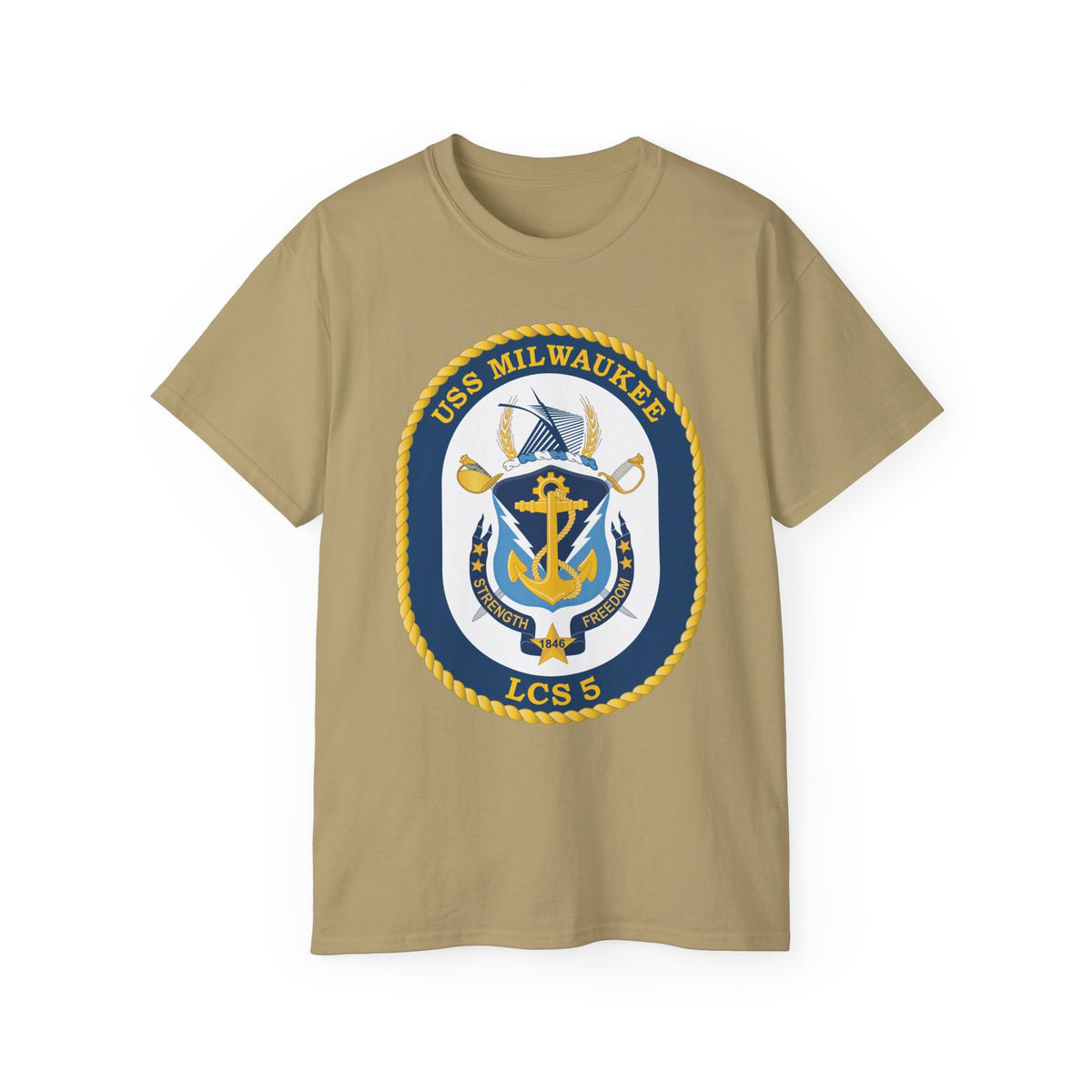 Unisex Ultra Cotton T-Shirt - Navy - USS Milwaukee (LCS-5) wo Txt X 300