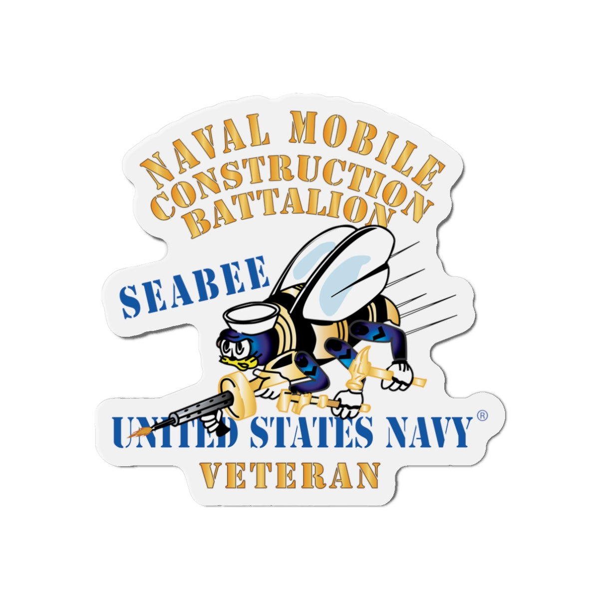 Die-Cut Magnet - Navy - Seabee - Veteran