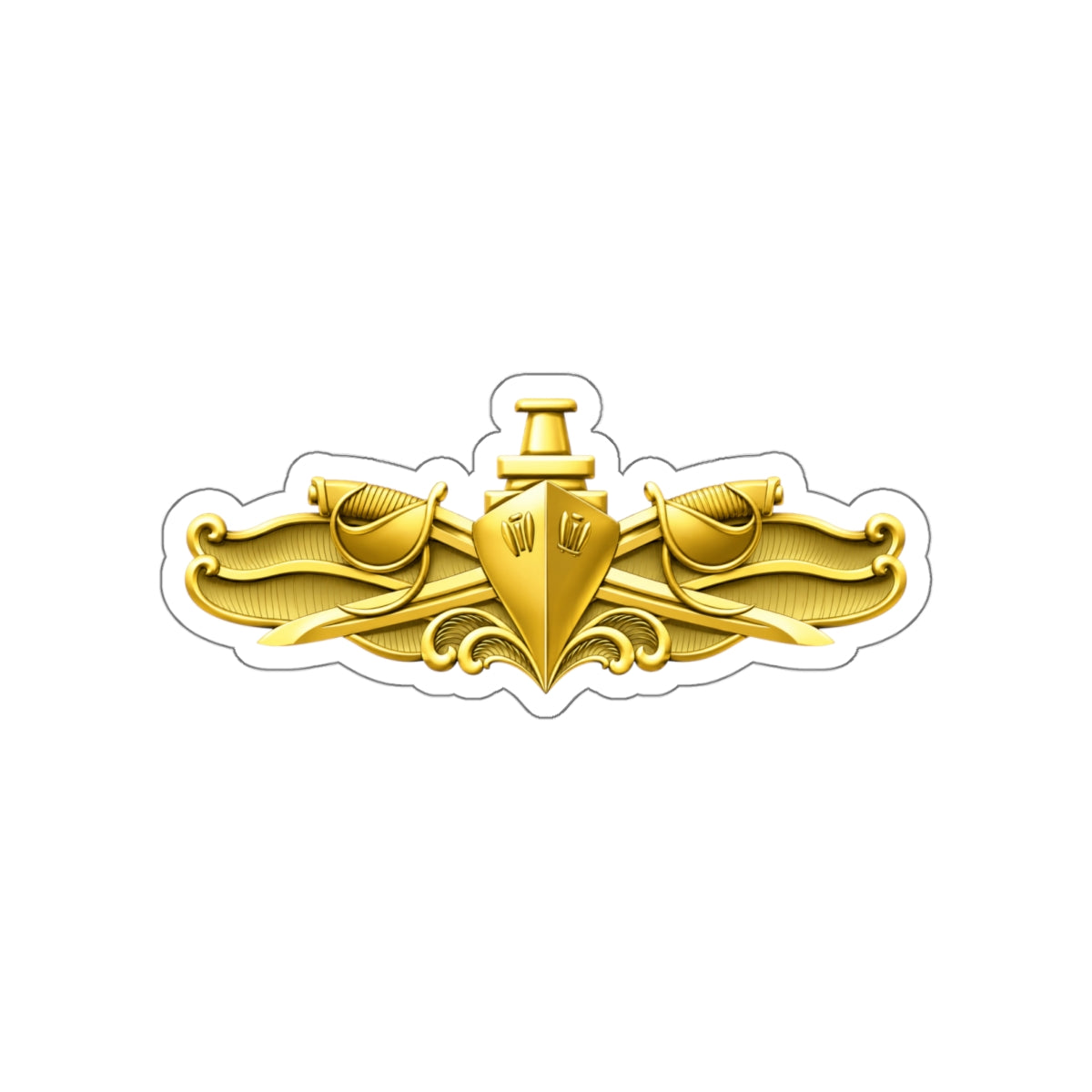 Die-Cut Vinyl Sticker - Navy - Badge - Surface Warfare Officer (SWO) wo txt - 3D - Enhanced