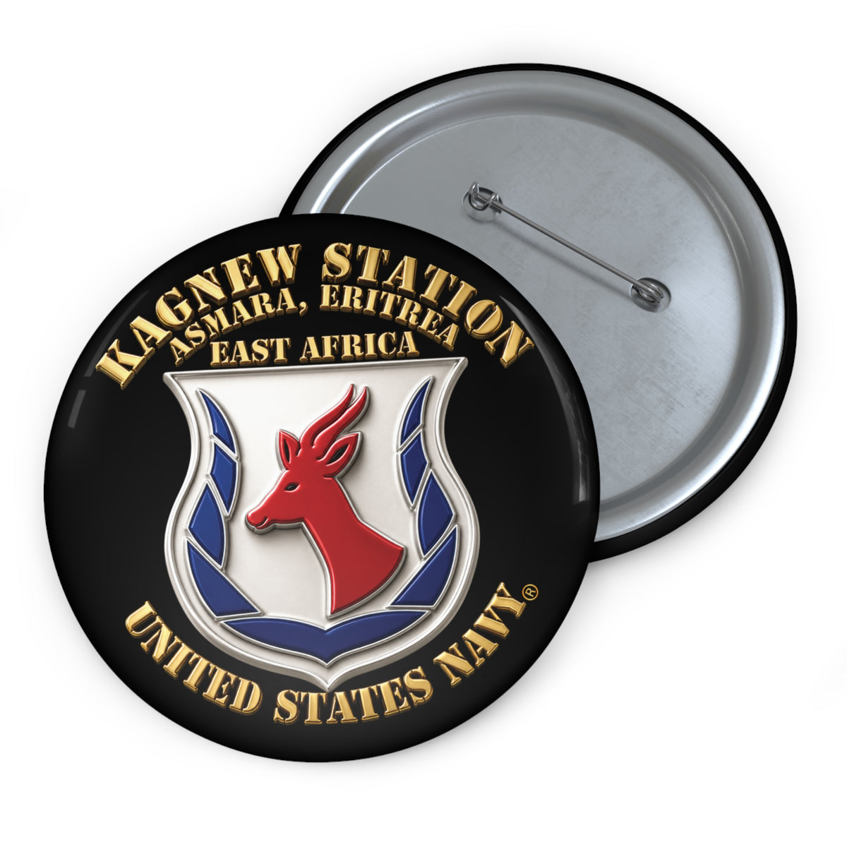 Pin Button - Navy - Kagnew Station - Asmara, Eritrea - East Africa - 3D X 300