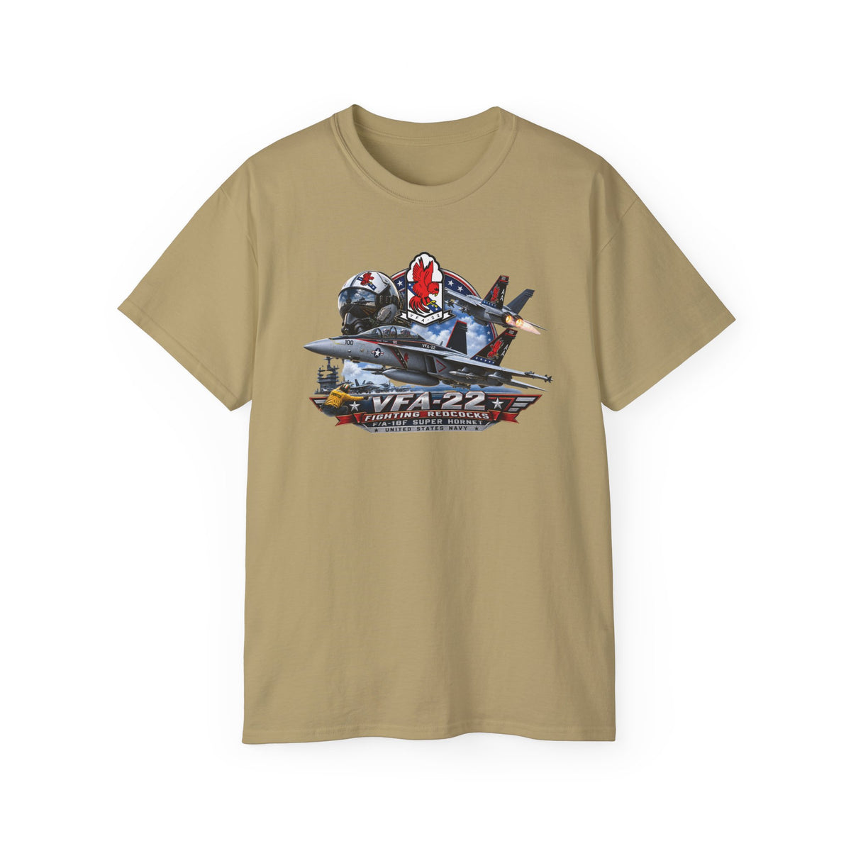 Unisex Ultra Cotton T-Shirt - Strike Fighter Squadron 22nd - AC - Fighting Redcocks - 3D - Enhanced