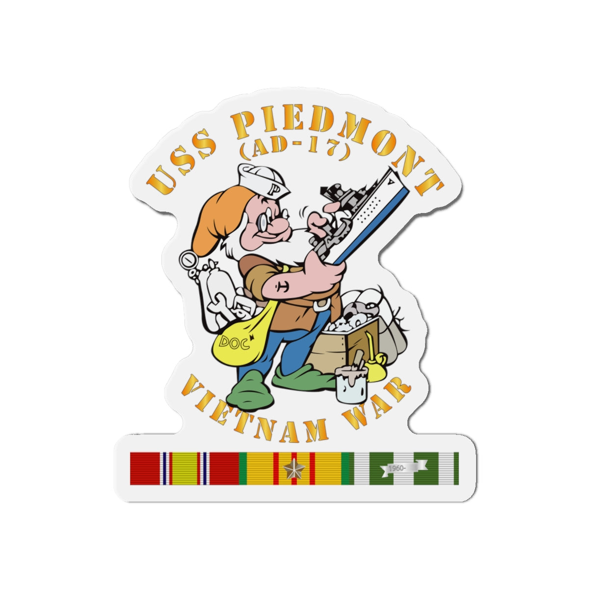 Die-Cut Magnet - Navy - USS Piedmont (AD-17) w VN SVC - Vietnam War