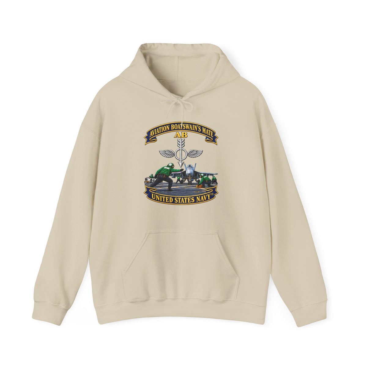 Unisex Heavy Blend™ Hoodies - Navy - Aviation Boatswains Mate Br with AC handler Scene - 3D - Enhanced