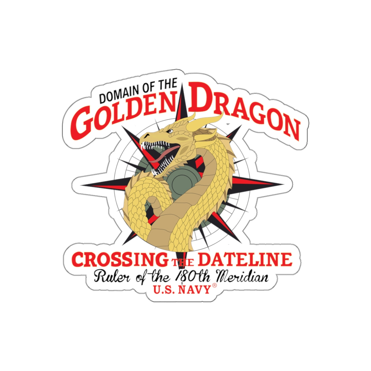 Die-Cut Vinyl Sticker - Navy - Domain of the Golden Dragon wo Txt X 300