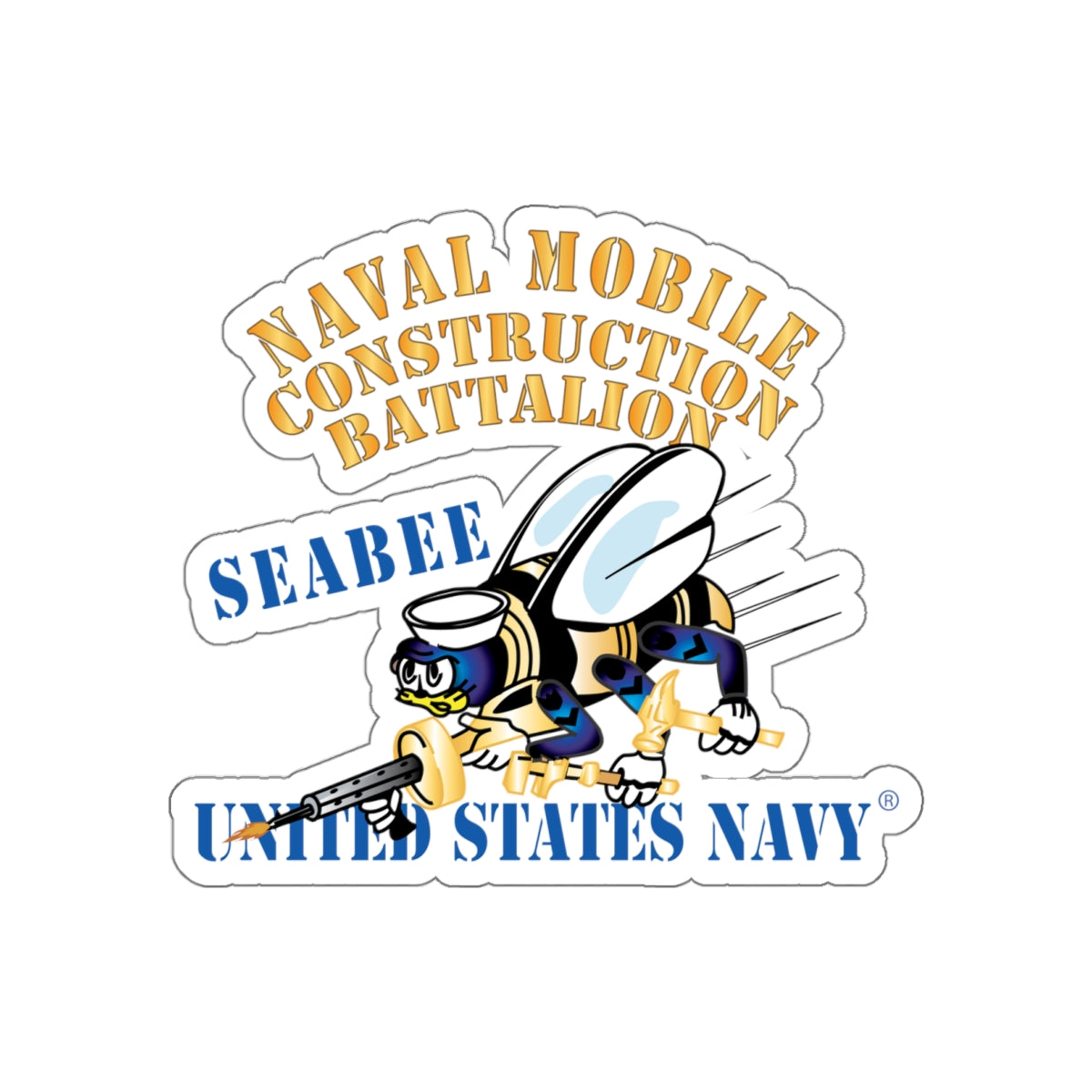 Die-Cut Vinyl Sticker - Navy - Seabee